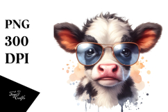 Baby Cow with Sunglasses PNG Product Image 1