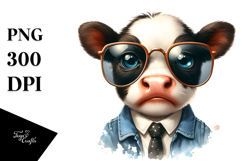 Baby Cow with Sunglasses PNG Product Image 1