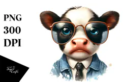 Baby Cow with Sunglasses PNG Product Image 1