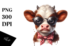 Baby Cow with Sunglasses PNG Product Image 1