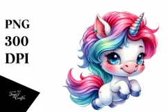 Modest Baby Unicorn Jumping PNG Product Image 1