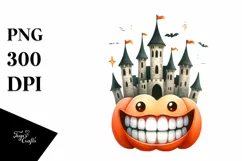 Funny Watercolor Halloween Castle Smile with Big Teeth Product Image 3