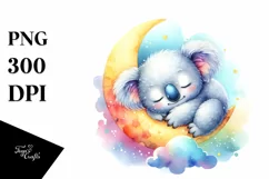 Adorable Baby Koala on the Moon | Clipart Product Image 1