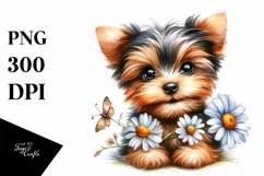 Watercolor Baby Yorkshire Terrier Big Eyes Caricature-like Product Image 1