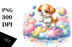 Colorful Watercolor Whimsical Dog Clipart Product Image 1