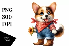 Pembroke Welsh Corgi Watercolor Clipart | Sublimation Product Image 1