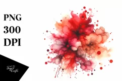 Colorful Redish Watercolor Splash | Sublimation | Clipart Product Image 1