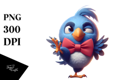 Ridiculously Cute Bird with Bow Tie PNG Product Image 1