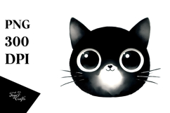 Watercolor BLACK CAT PNG Product Image 1