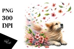 Dog Tumbling with Spring Petals | Clipart Product Image 3