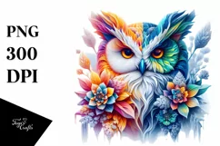 Abstract Ice Flower Owl, Transparent PNG Product Image 3