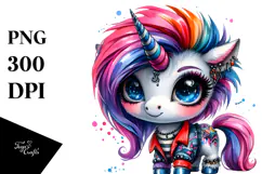 Cute Unicorn with Cool Haircut PNG Product Image 1