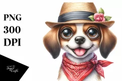 Watercolor Dog Goofy Smile Clipart Product Image 1