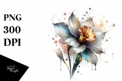 Watercolor Abstract Shiny Narcissus Clipart Product Image 1