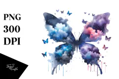 Colorful Butterfly with Silhouettes,Transparent PNG Product Image 1