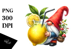 Happy Gnome with Cocktail, Watercolor PNG Product Image 1