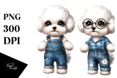 Bichon Frise Baby Watercolor Clipart | Sublimation Product Image 1