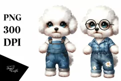 Bichon Frise Baby Watercolor Clipart | Sublimation Product Image 1