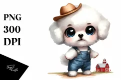 Bichon Frise Baby Watercolor Clipart | Sublimation Product Image 3