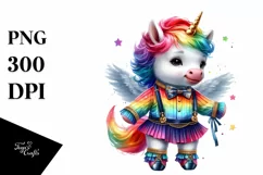 Colorful Baby Unicorn in Modern Dancer's Outfit PNG Product Image 1