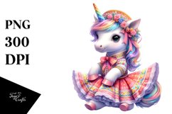 Colorful Baby Unicorn in Folk Dancer&#039;s Costume PNG Product Image 3