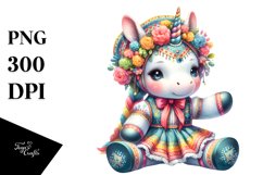 Colorful Baby Unicorn in Folk Dancer&#039;s Costume PNG Product Image 1