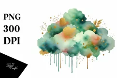 Colorful Greenish Watercolor Cloud Foil Drips Product Image 3