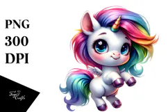 Expressive Baby Unicorn Jumping PNG Product Image 1