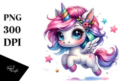 Cute Baby Unicorn with Expressive Face PNG Product Image 1
