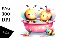 Cuddling Bathtub Baby Bee PNG Product Image 1