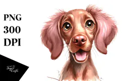 Cute Vizsla with Crazy Fur PNG Product Image 1