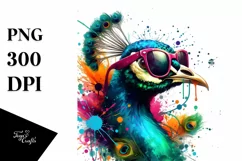 Colorful Peacock Sunglasses Sticker | Clipart Product Image 1