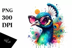 Colorful Peacock Sunglasses Sticker | Clipart Product Image 3