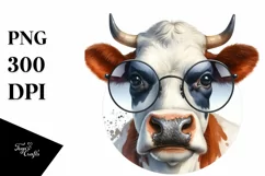Cow Watercolor Cow Portrait with Proud Expression | Clipart Product Image 1