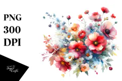 Washed Watercolor Red Roses PNG Product Image 1