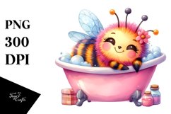 Cuddling Baby Bee in Watercolor, PNG Product Image 1