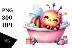 Cuddling Baby Bee in Watercolor, PNG Product Image 1
