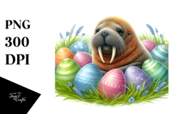 Digital Baby Walrus, Easter Eggs PNG Product Image 1