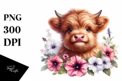 Watercolor Baby Highland Cow | Clipart Product Image 3