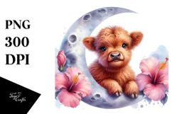 Smiling Baby Highland Cow PNG Product Image 1