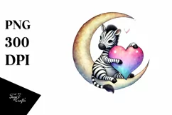 Colorful Zebra Holding Heart PNG Product Image 1
