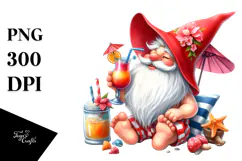 Whimsical Gnome with Cocktail, Transparent PNG Product Image 1