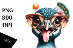 Funny Peacock Sunglasses Tongue Clipart Product Image 3