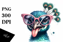 Funny Peacock Sunglasses Tongue Clipart Product Image 3