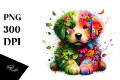 Vibrant Watercolor Puppy PNG Product Image 1