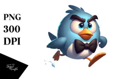 Silly Cartoon Bird with Bow Tie PNG Product Image 1