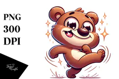 Silly Cartoon Bear Dancing, Transparent PNG Product Image 1