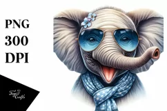 Funny Elephant Sunglasses Tongue Clipart Product Image 1