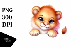 Colorful Watercolor Baby Lion | Smiling | Cute Product Image 1