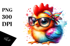 Cute Baby Rooster with Sunglasses PNG Product Image 1